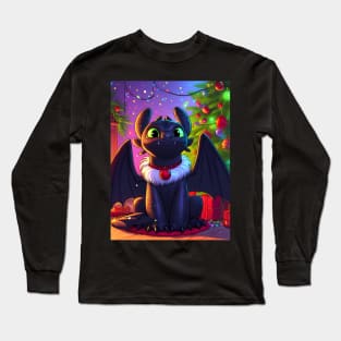 Christmas Dragon Wonderland: Festive Art Prints Featuring Whimsical Dragon Designs for a Joyful Holiday Celebration! Long Sleeve T-Shirt